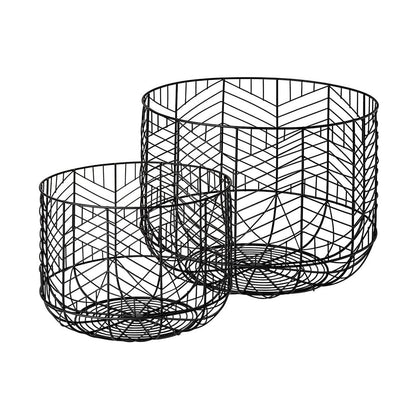 Mercana - Idris Black Metal Geometric Mesh Bowls (Set of 2) - 68949_CLOSEOUT view 1