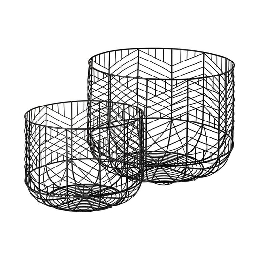 Mercana - Idris Black Metal Geometric Mesh Bowls (Set of 2) - 68949_CLOSEOUT view 1
