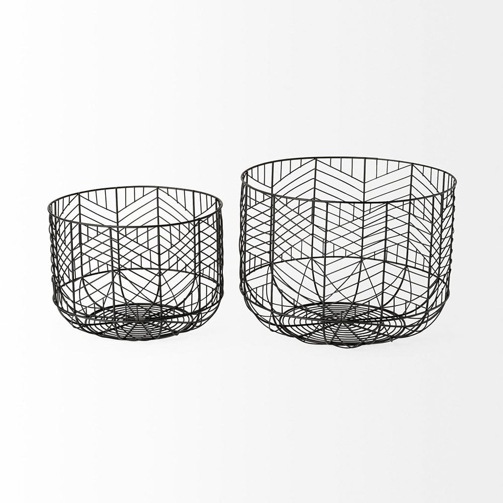 Mercana - Idris Black Metal Geometric Mesh Bowls (Set of 2) - 68949_CLOSEOUT view 3