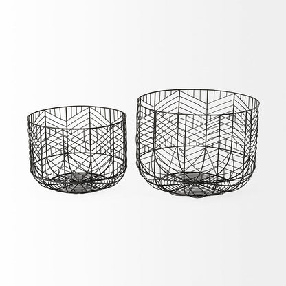 Mercana - Idris Black Metal Geometric Mesh Bowls (Set of 2) - 68949_CLOSEOUT view 3