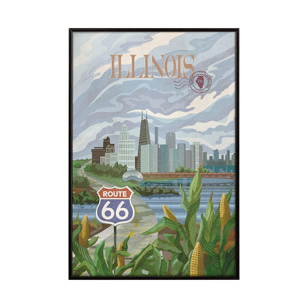 Mercana - Illinois Go USA SM by Mercana Studio a Hand Embellished Decograph Framed Art Print - 15115 view 1