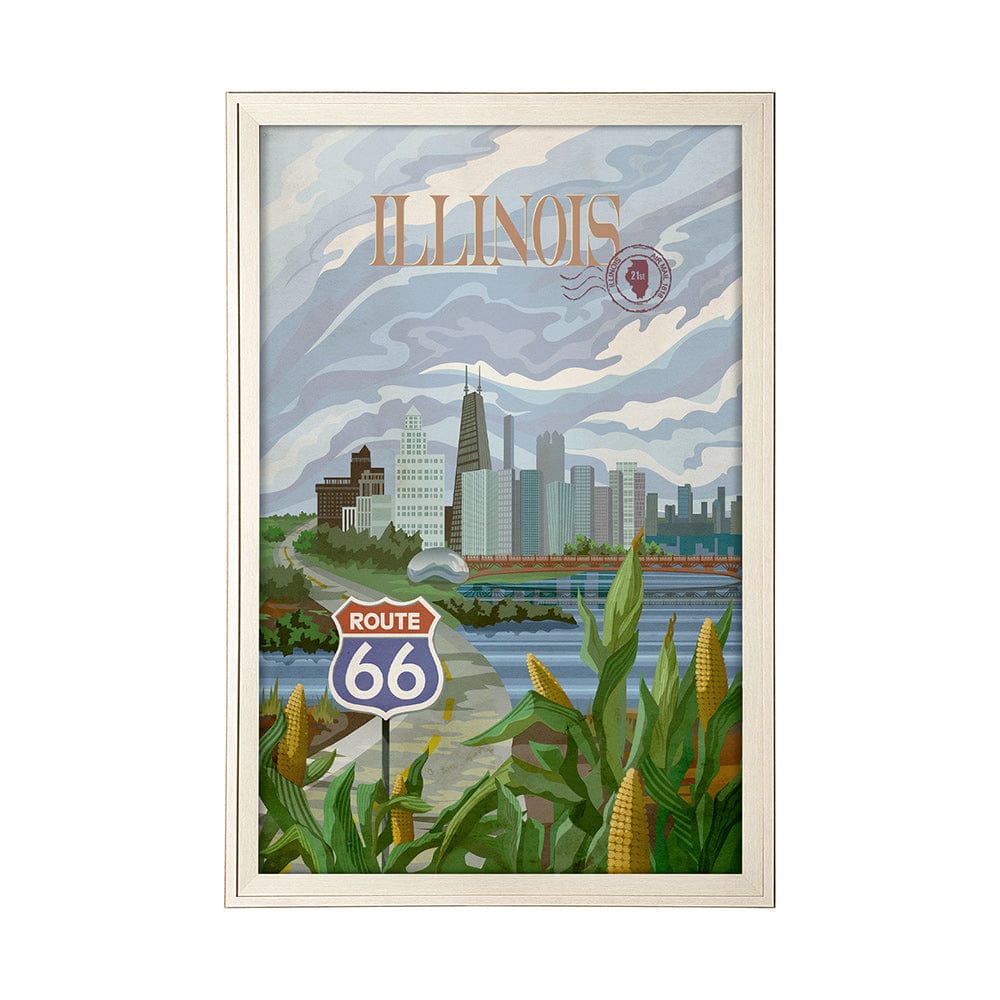 Mercana - Illinois Go USA XL by Mercana Studio a Hand Embellished Decograph Framed Art Print under Glass - 15117 view 1
