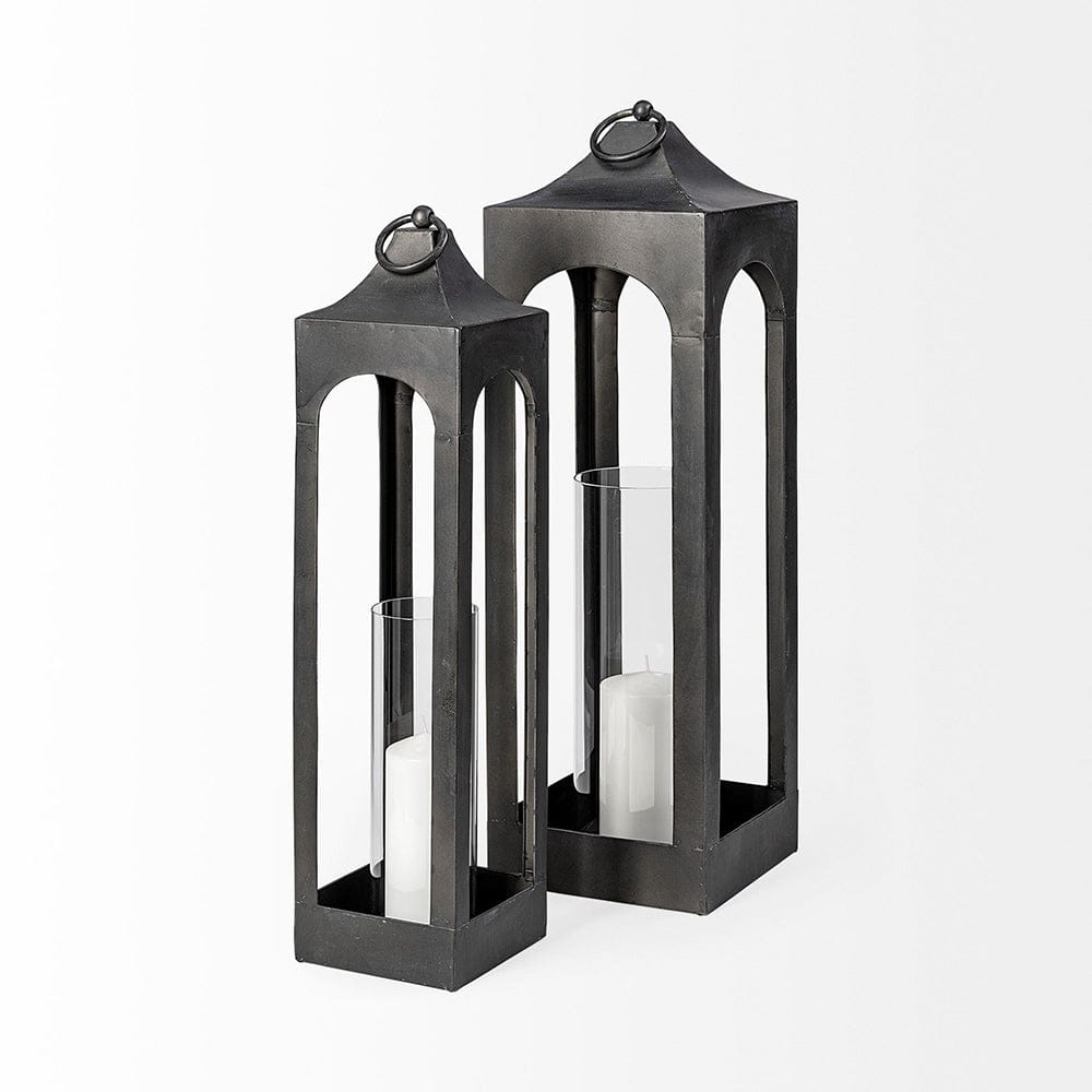 Mercana - Ina Tall Charcoal Metal Candle Holder Lantern - 68990 view 3