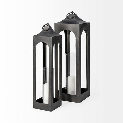 Mercana - Ina Tall Charcoal Metal Candle Holder Lantern - 68990 view 3