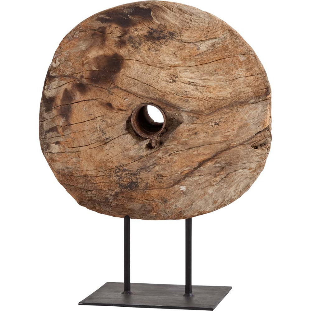 Mercana - Incana 20L x 4W Natural Brown Reclaimed Wood Wheel Object ...