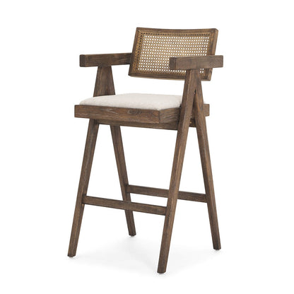 Mercana - Indie Medium Brown Wood w/ Cane Bar Stool - 70586_CLOSEOUT view 1