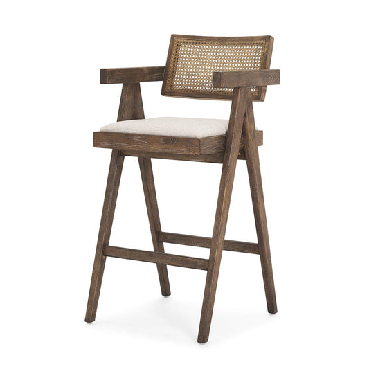 Mercana - Indie Medium Brown Wood w/ Cane Bar Stool - 70586_CLOSEOUT view 1