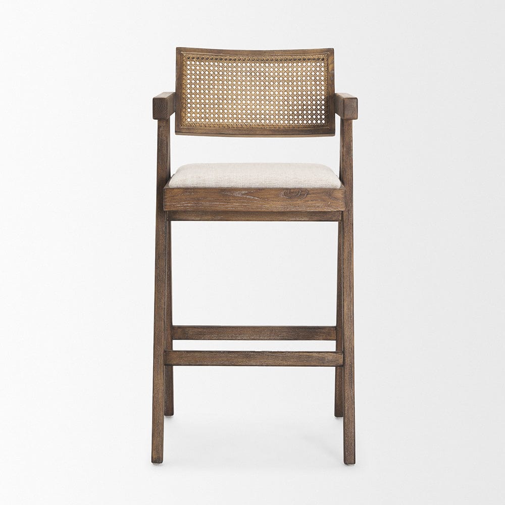 Mercana - Indie Medium Brown Wood w/ Cane Bar Stool - 70586_CLOSEOUT view 2