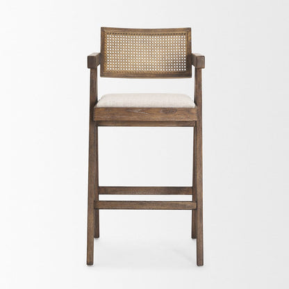 Mercana - Indie Medium Brown Wood w/ Cane Bar Stool - 70586_CLOSEOUT view 2