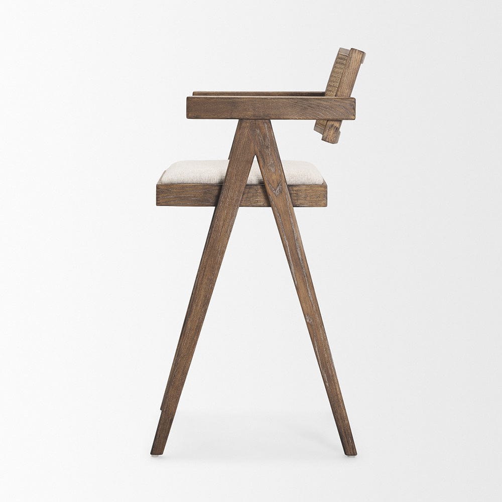 Mercana - Indie Medium Brown Wood w/ Cane Bar Stool - 70586_CLOSEOUT view 3