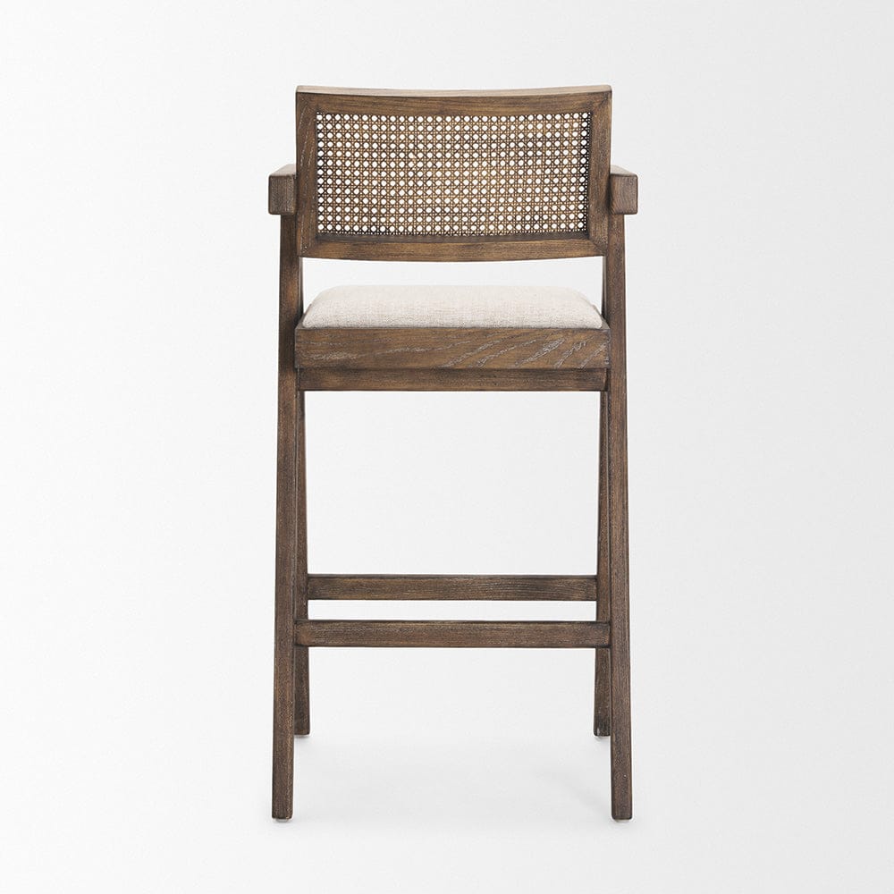 Mercana - Indie Medium Brown Wood w/ Cane Bar Stool - 70586_CLOSEOUT view 4