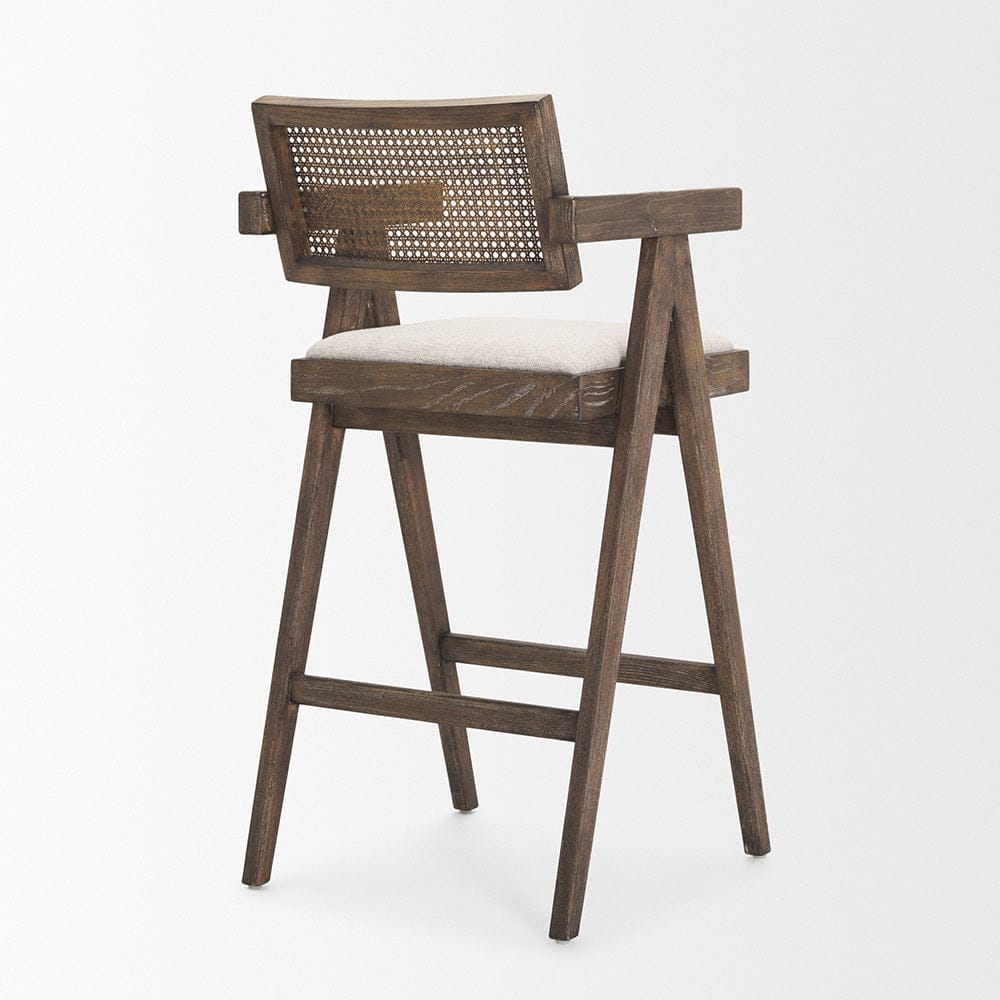 Mercana - Indie Medium Brown Wood w/ Cane Bar Stool - 70586_CLOSEOUT view 5