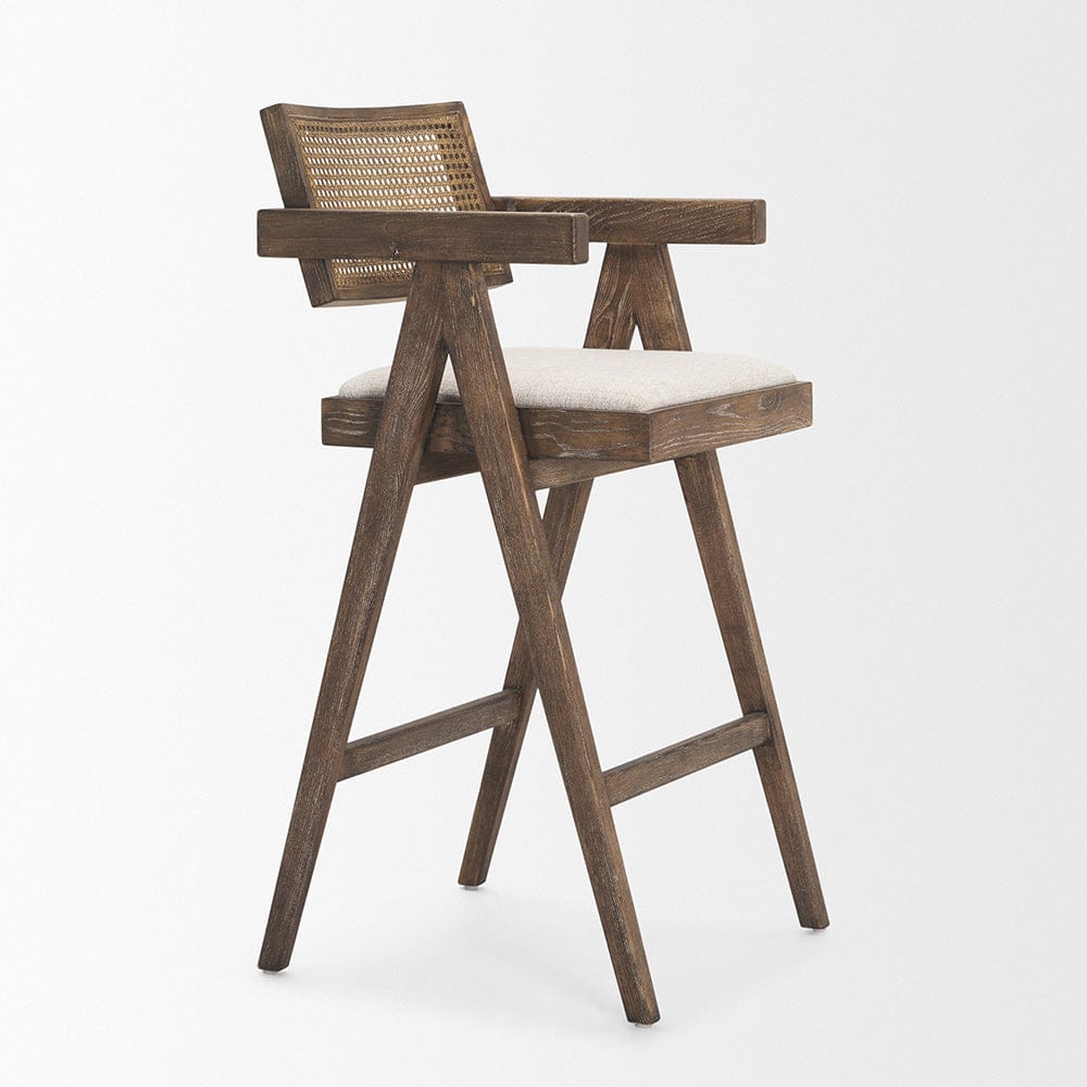 Mercana - Indie Medium Brown Wood w/ Cane Bar Stool - 70586_CLOSEOUT view 6