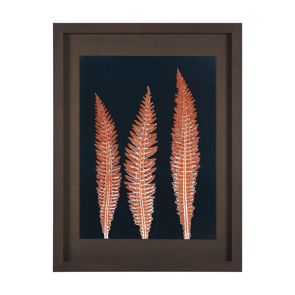 Mercana - Indigo Fern 4 by Mary Margaret Briggs Hand Embellished Textured Framed Art Print Matted under Glass - 15381 view 1