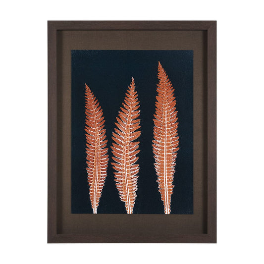 Mercana - Indigo Fern 4 by Mary Margaret Briggs Hand Embellished Textured Framed Art Print Matted under Glass - 15381 view 1