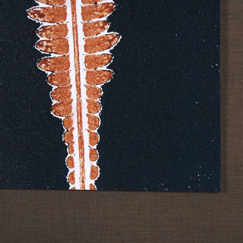 Mercana - Indigo Fern 4 by Mary Margaret Briggs Hand Embellished Textured Framed Art Print Matted under Glass - 15381 view 6