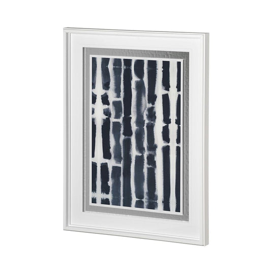 Mercana - Indigo Lines I by Melody Ducharme a Hand Embellished Textured Framed Art Print Matted under Glass - 12749 view 1