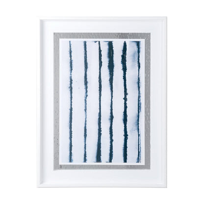 Mercana - Indigo Lines II by Melody Ducharme a Hand Embellished Textured Framed Art Print Matted under Glass - 12750 view 1