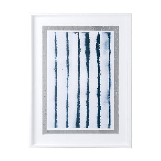 Mercana - Indigo Lines II by Melody Ducharme a Hand Embellished Textured Framed Art Print Matted under Glass - 12750 view 1