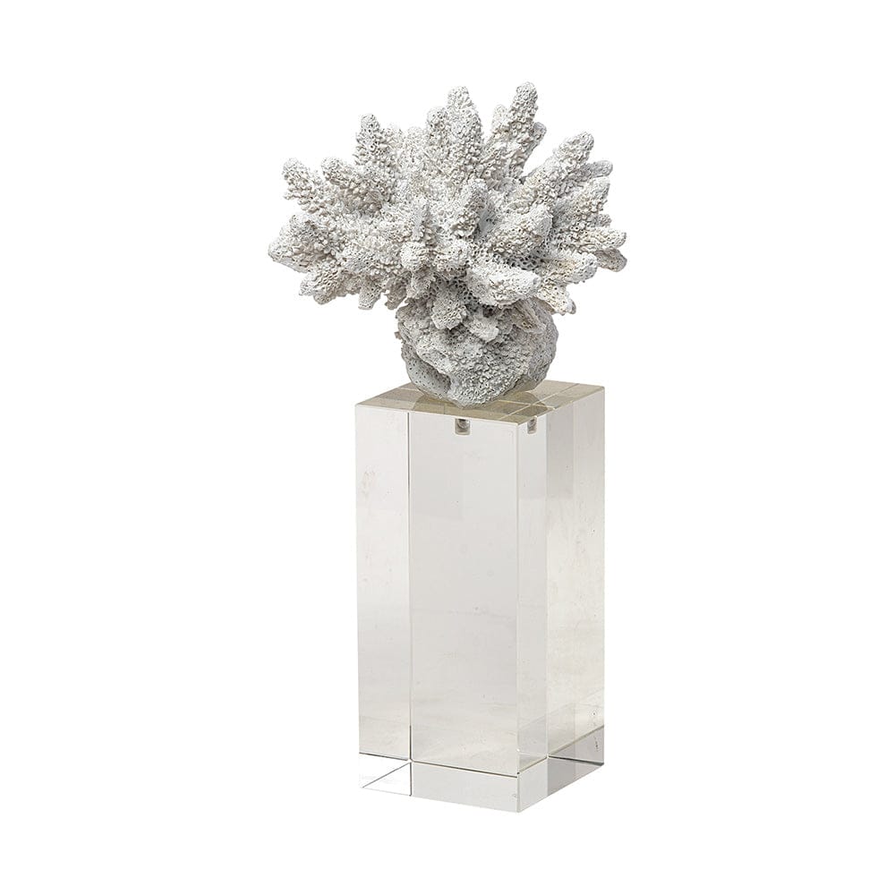Mercana - Isla Large 5L x 5W White Replica Resin Coral On Clear White Glass - 68927_CLOSEOUT view 1