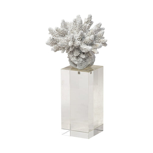 Mercana - Isla Large 5L x 5W White Replica Resin Coral On Clear White Glass - 68927_CLOSEOUT view 1