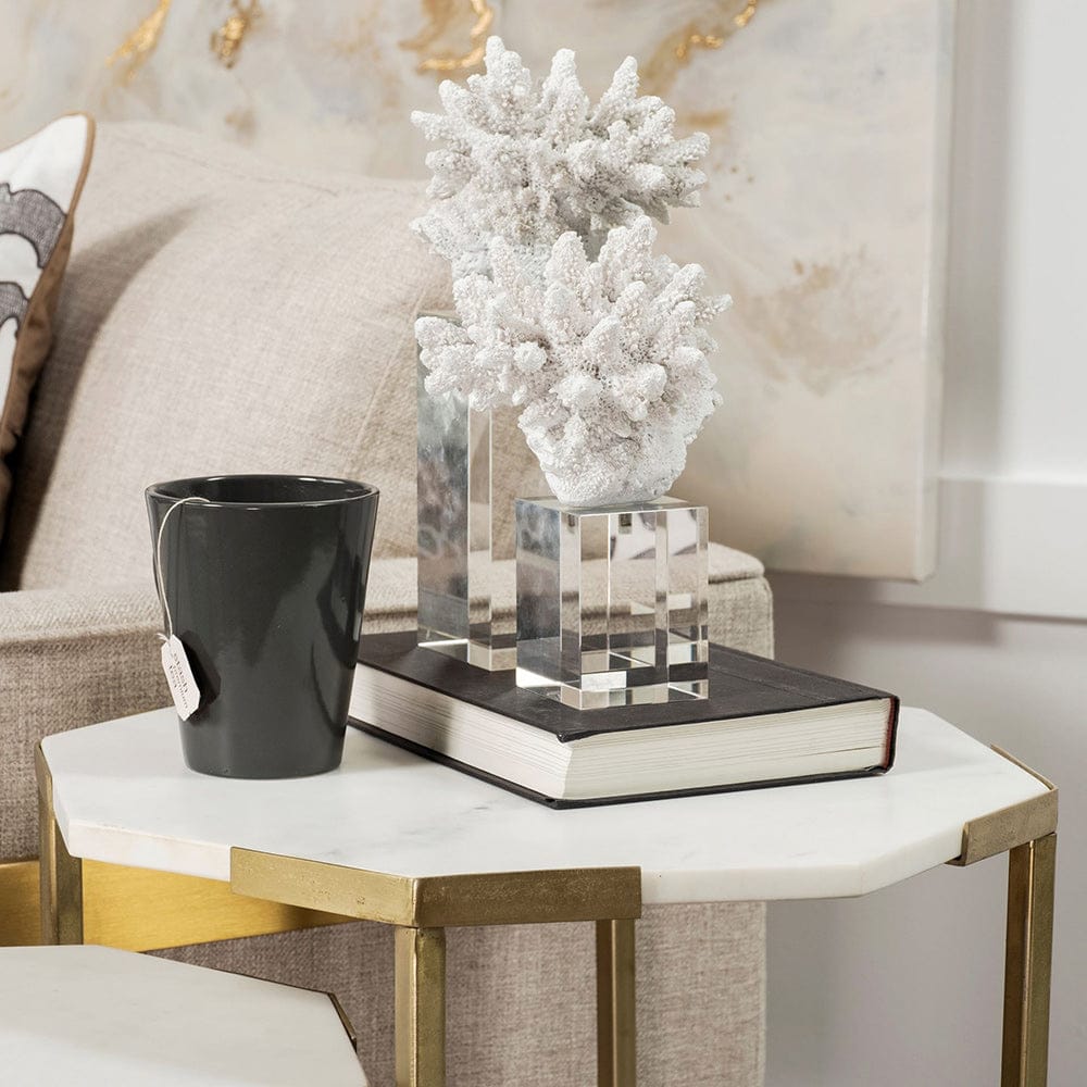 Mercana - Isla Large 5L x 5W White Replica Resin Coral On Clear White Glass - 68927_CLOSEOUT view 2