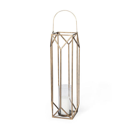 Mercana - Ivy Large Gold Metal Geometric Cage Candle Holder Lantern - 68976_CLOSEOUT view 1