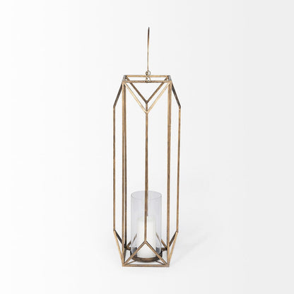 Mercana - Ivy Large Gold Metal Geometric Cage Candle Holder Lantern - 68976_CLOSEOUT view 3