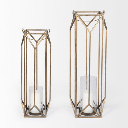 Mercana - Ivy Large Gold Metal Geometric Cage Candle Holder Lantern - 68976_CLOSEOUT view 5