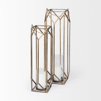 Mercana - Ivy Large Gold Metal Geometric Cage Candle Holder Lantern - 68976_CLOSEOUT view 6