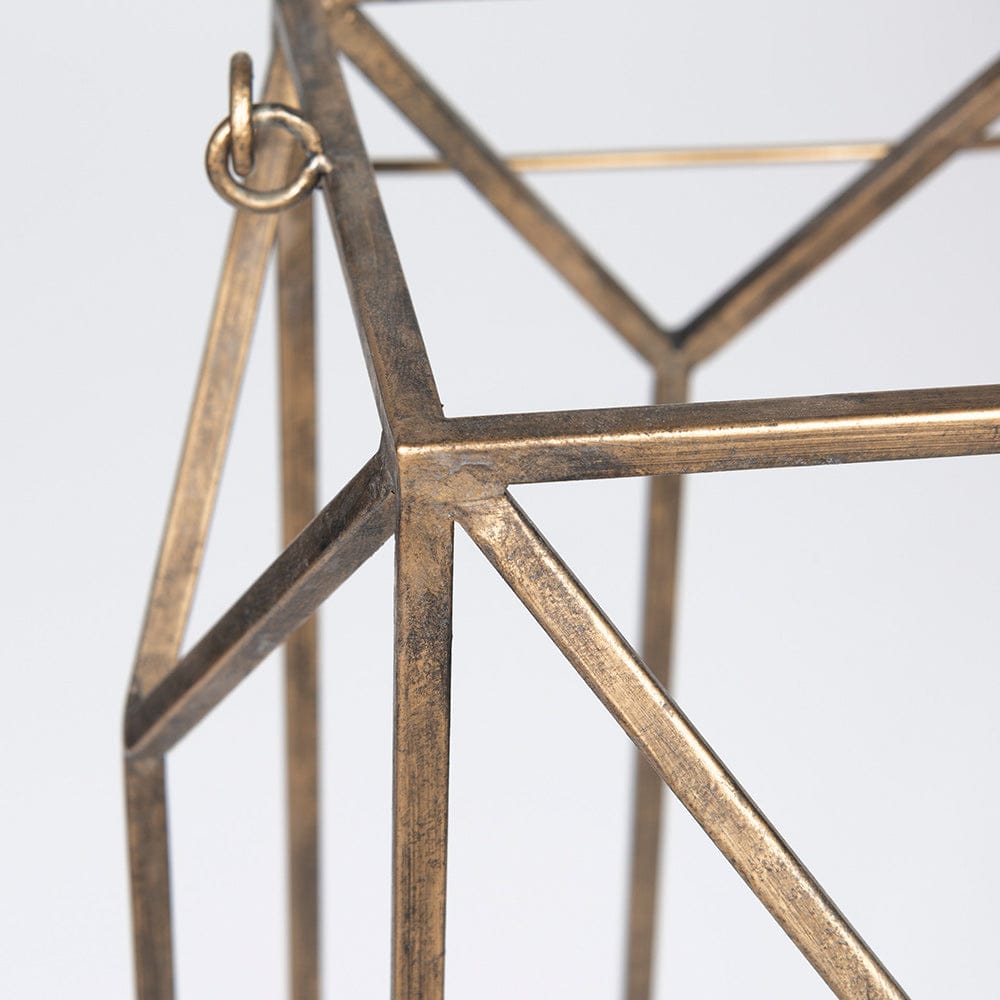 Mercana - Ivy Large Gold Metal Geometric Cage Candle Holder Lantern - 68976_CLOSEOUT view 9