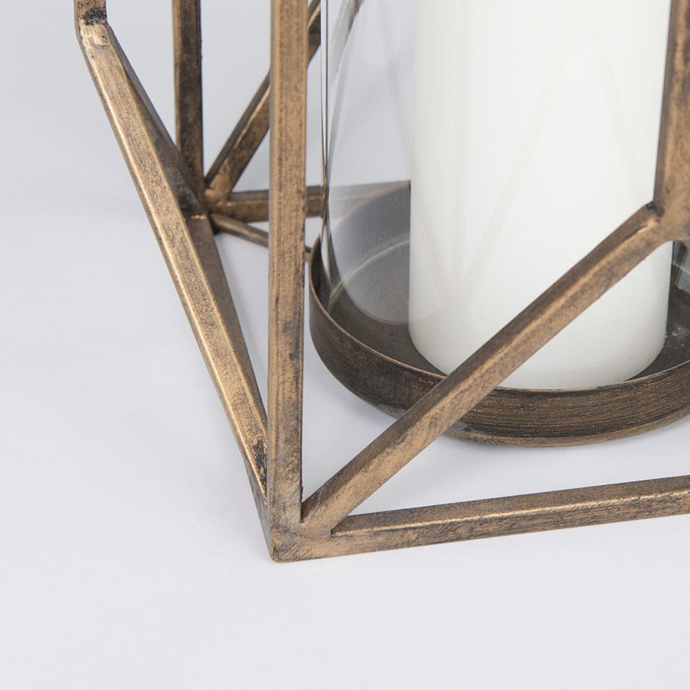 Mercana - Ivy Large Gold Metal Geometric Cage Candle Holder Lantern - 68976_CLOSEOUT view 10