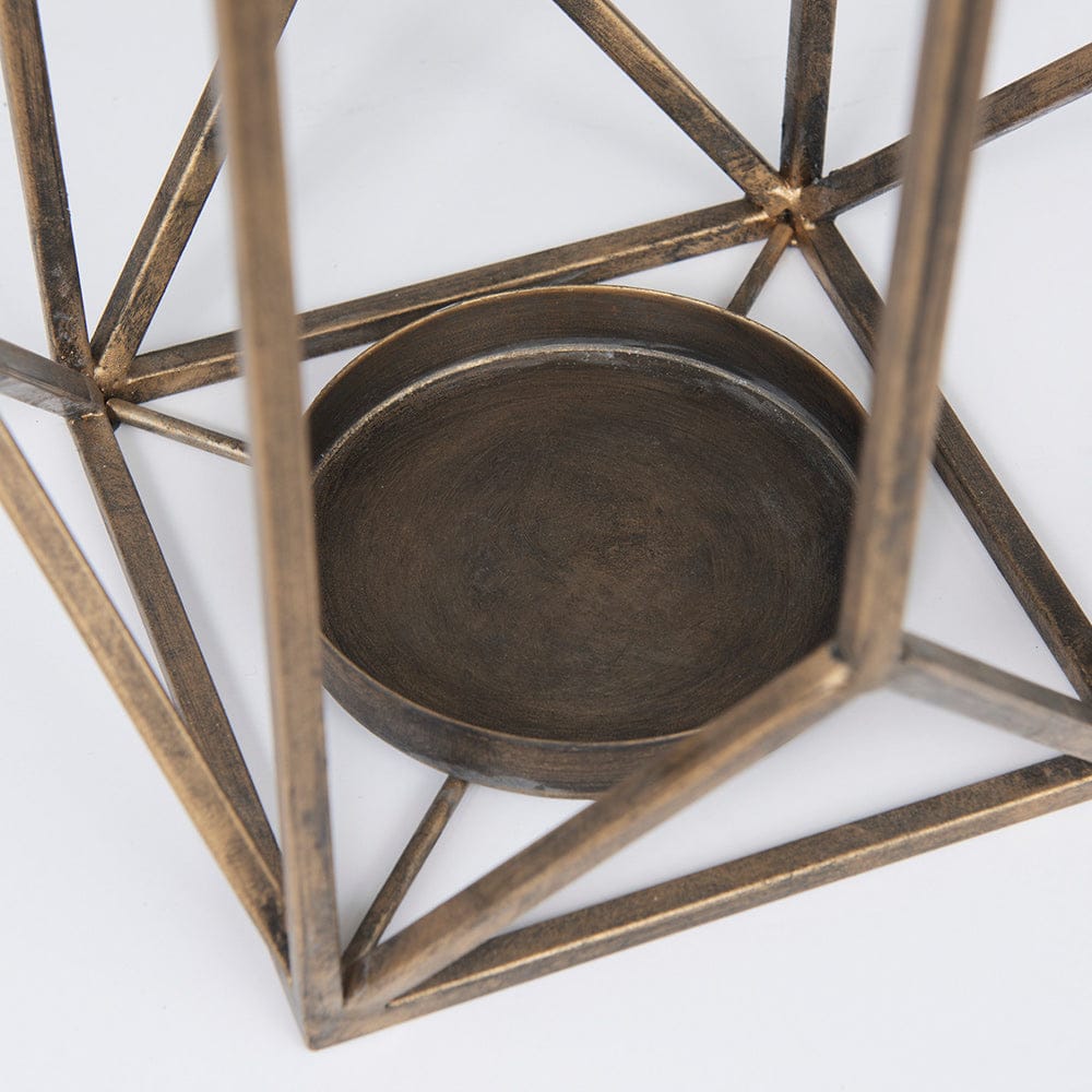 Mercana - Ivy Large Gold Metal Geometric Cage Candle Holder Lantern - 68976_CLOSEOUT view 11