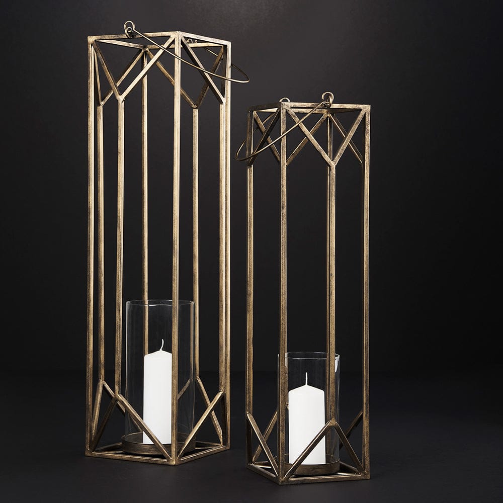Mercana - Ivy Large Gold Metal Geometric Cage Candle Holder Lantern - 68976_CLOSEOUT view 12