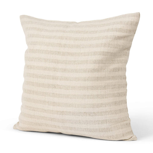 Mercana - Jace Cream w/ Beige Stripe Linen-Cotton Square Decorative Pillow Cover - 70325 view 1