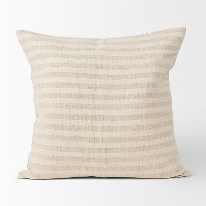 Mercana - Jace Cream w/ Beige Stripe Linen-Cotton Square Decorative Pillow Cover - 70325 view 2