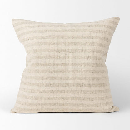 Mercana - Jace Cream w/ Beige Stripe Linen-Cotton Square Decorative Pillow Cover - 70325 view 4