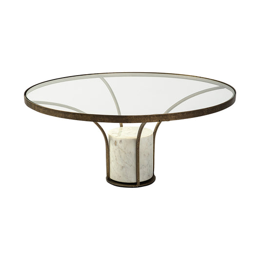 Mercana - Jacinta 36" Round Glass Top Metal and Marble Pedestal Coffee Table - 69052-AB_CLOSEOUT view 1