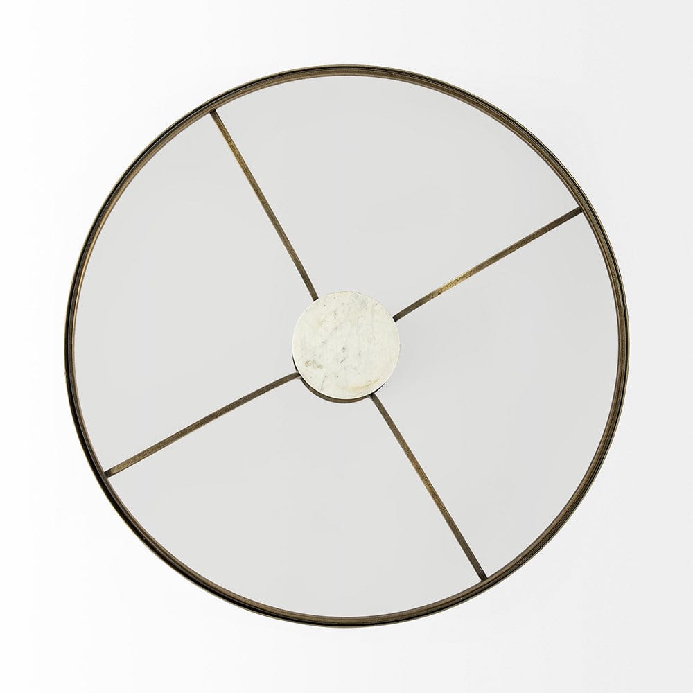 Mercana - Jacinta 36" Round Glass Top Metal and Marble Pedestal Coffee Table - 69052-AB_CLOSEOUT view 3