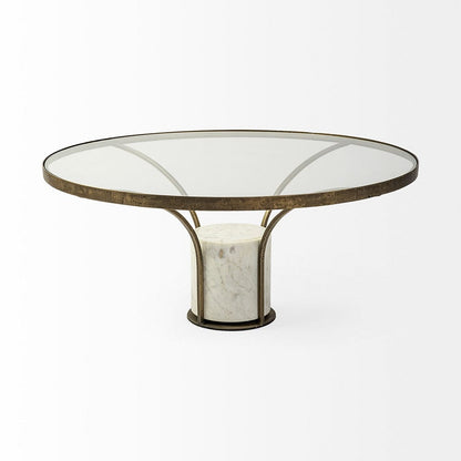 Mercana - Jacinta 36" Round Glass Top Metal and Marble Pedestal Coffee Table - 69052-AB_CLOSEOUT view 4