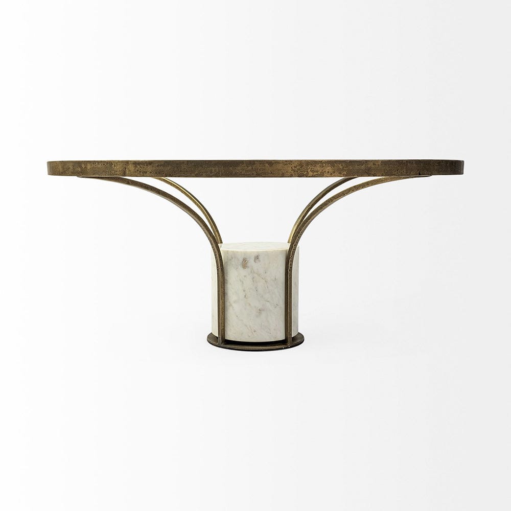 Mercana - Jacinta 36" Round Glass Top Metal and Marble Pedestal Coffee Table - 69052-AB_CLOSEOUT view 8