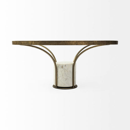 Mercana - Jacinta 36" Round Glass Top Metal and Marble Pedestal Coffee Table - 69052-AB_CLOSEOUT view 8