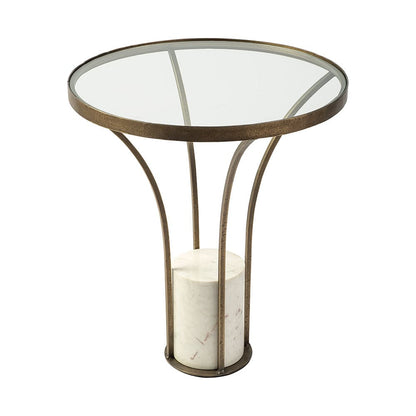 Mercana - Jacinta II 21" Round Glass Top Metal and Marble Pedestal End/Side Table - 69053-AB view 1