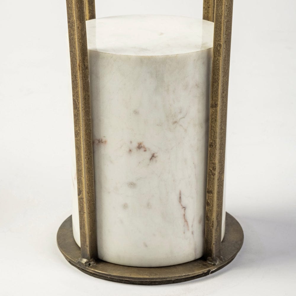 Mercana - Jacinta II 21" Round Glass Top Metal and Marble Pedestal End/Side Table - 69053-AB view 6