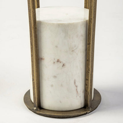 Mercana - Jacinta II 21" Round Glass Top Metal and Marble Pedestal End/Side Table - 69053-AB view 6