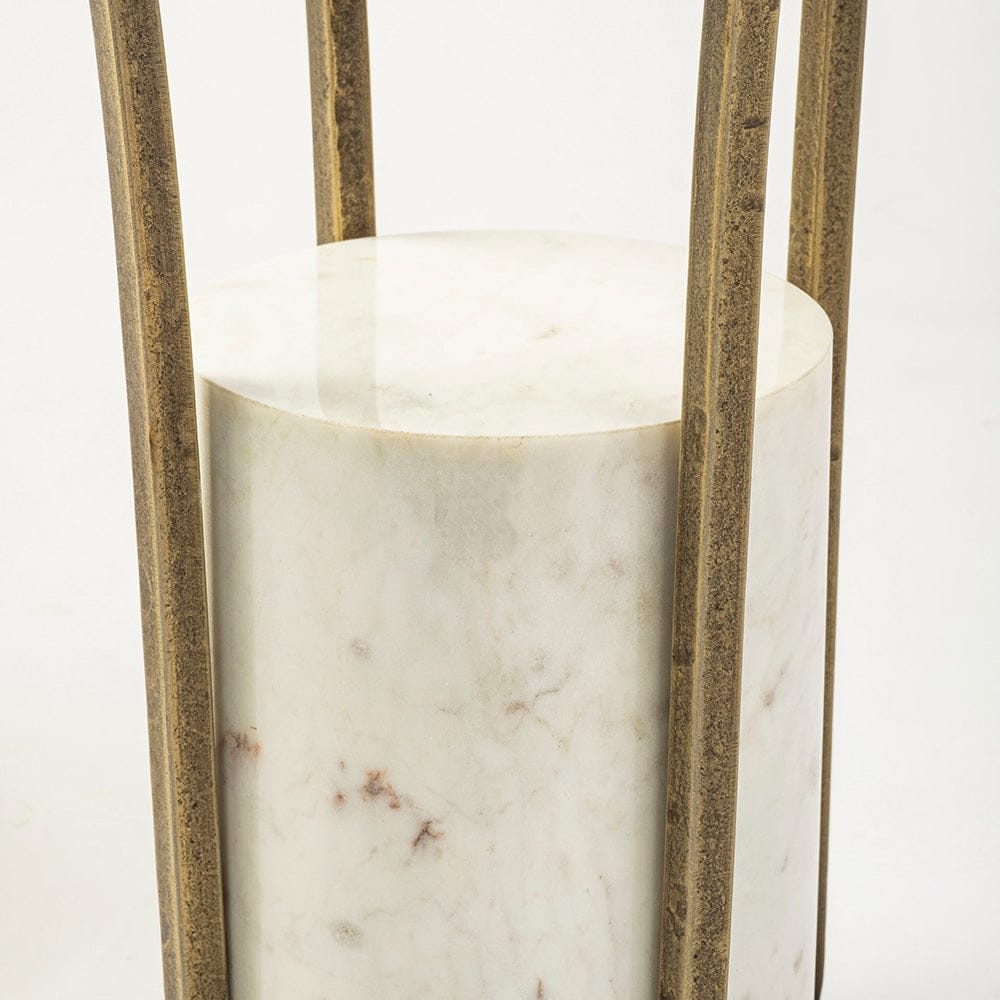 Mercana - Jacinta II 21" Round Glass Top Metal and Marble Pedestal End/Side Table - 69053-AB view 7