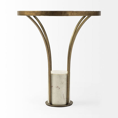 Mercana - Jacinta II 21" Round Glass Top Metal and Marble Pedestal End/Side Table - 69053-AB view 8