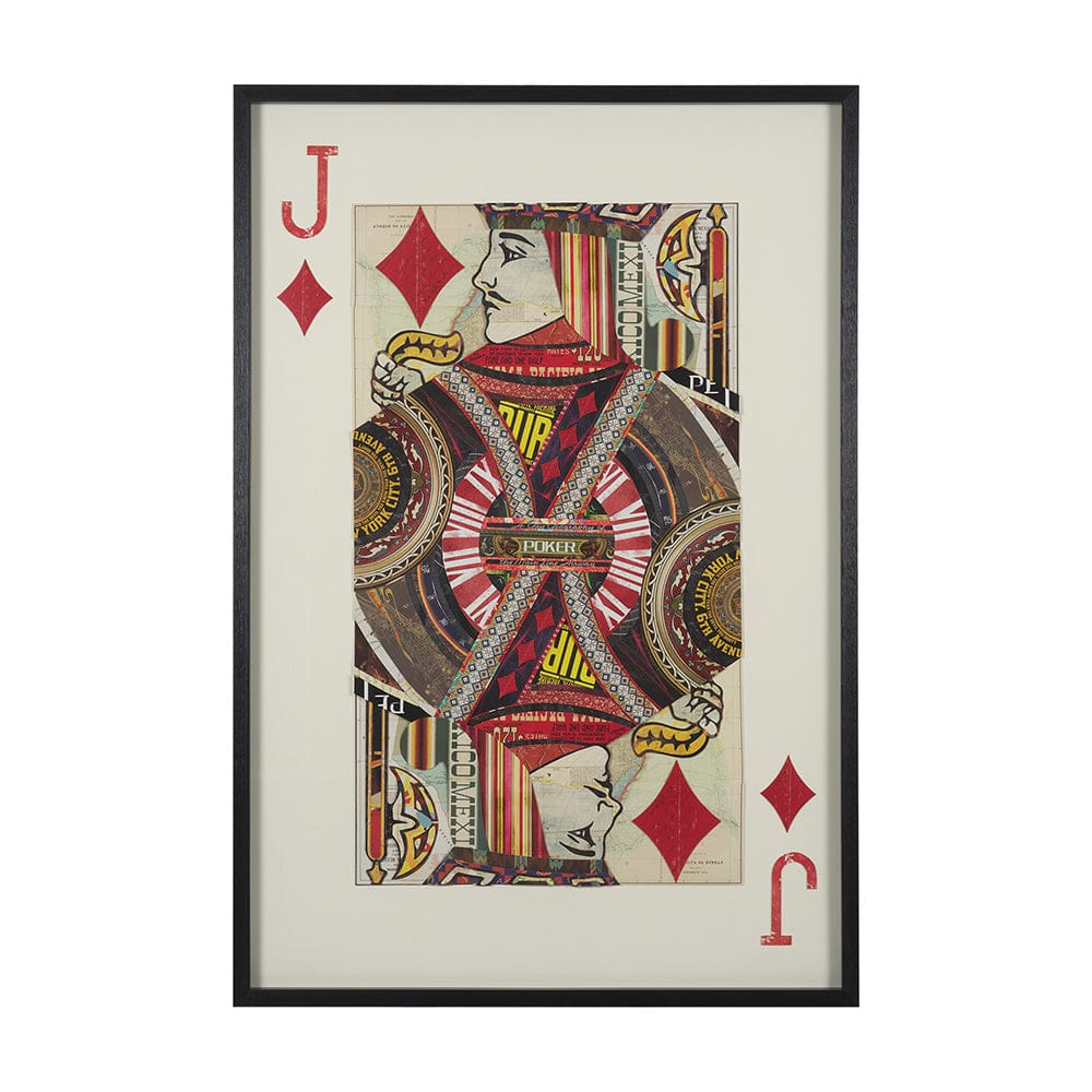 Mercana - Jack of Diamonds Playing Card a Paper Mosaic Collage Framed Art under Glass - 67262 view 1