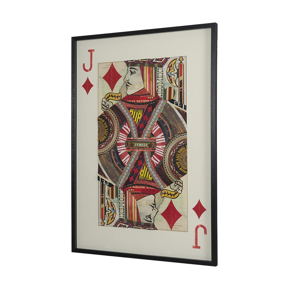 Mercana - Jack of Diamonds Playing Card a Paper Mosaic Collage Framed Art under Glass - 67262 view 2