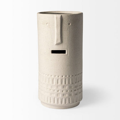 Mercana - Jacob II Tall White Ceramic Smiling Face Vase - 68572 view 3